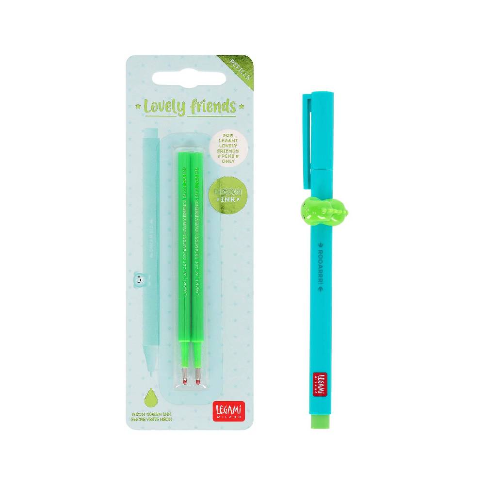 Legami Set Penna Lovely Dino con Refill Verde Neon