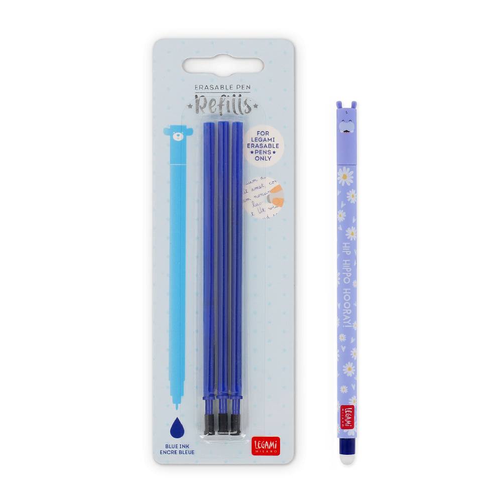 Legami Set Penna Cancellabile Hippo con Refill Blu