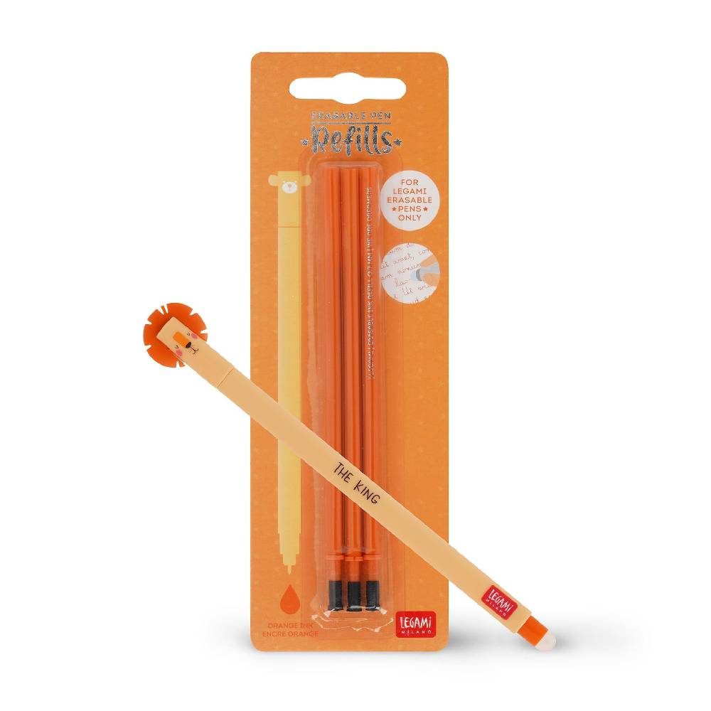 Legami Set Penna Cancellabile Lion con Refill Arancione Promozione Limitata