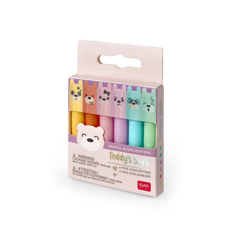 Legami Set di 6 Mini Evidenziatori Pastello - Teddy's Style Vendita Calda