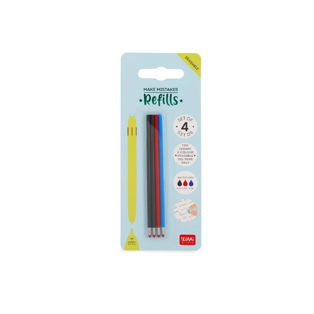 Legami Set di 4 Refill per Penna Gel Cancellabile 3 Colori Sottocosto
