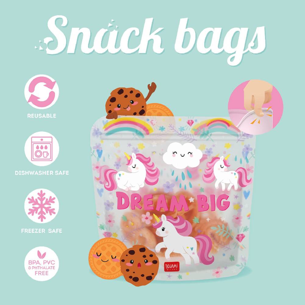 Legami Set di 3 Buste per Alimenti - Snack Bags In Linea