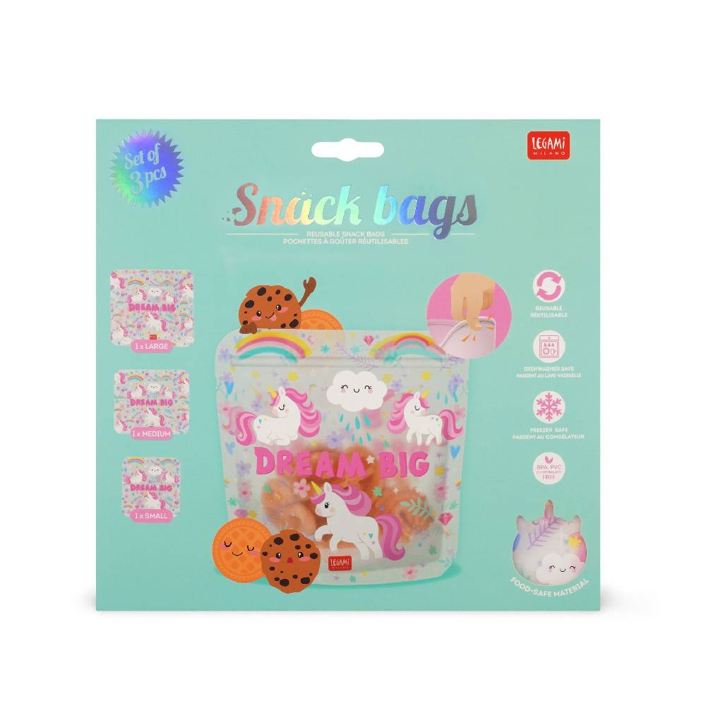 Legami Set di 3 Buste per Alimenti - Snack Bags In Linea