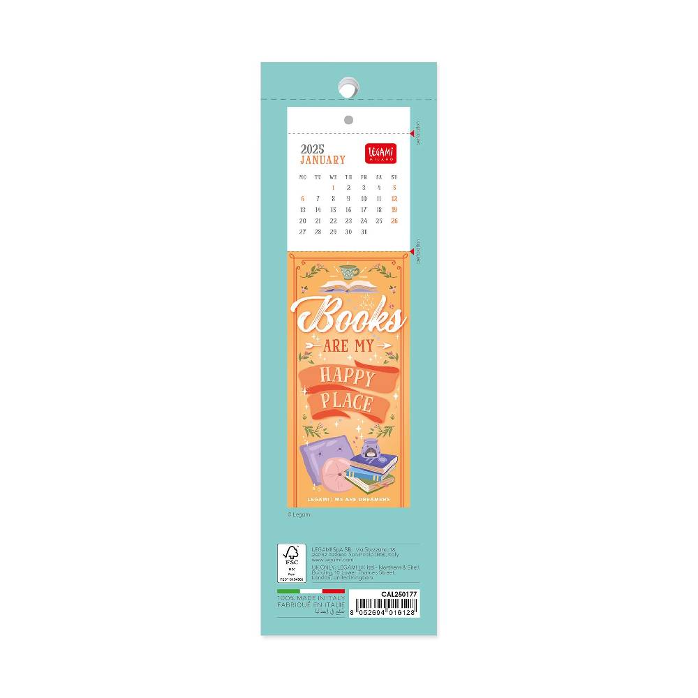 Legami Calendario Segnalibro 2025 - 5,5 x 18 cm Qualità