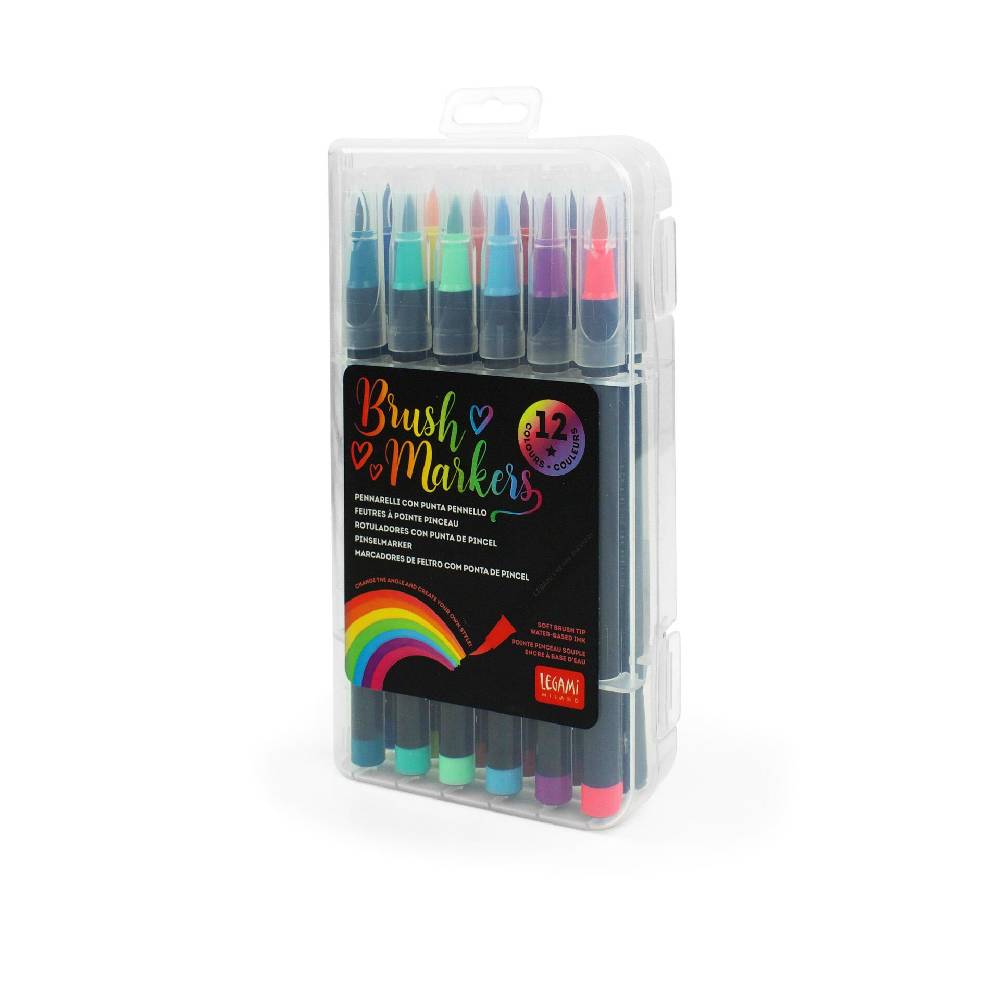 Legami Set di 12 Pennarelli con Punta Pennello - Brush Markers