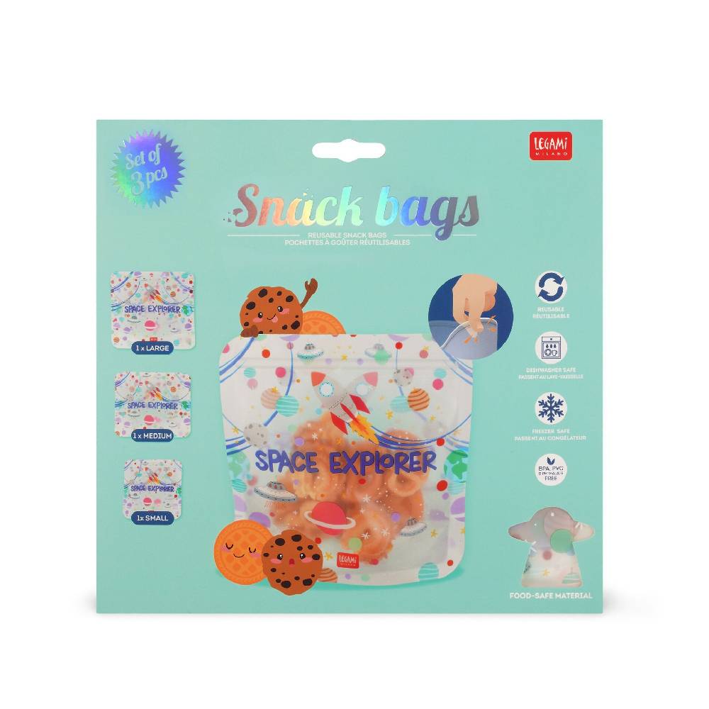 Legami Set di 3 Buste per Alimenti - Snack Bags Sostegno trimestrale