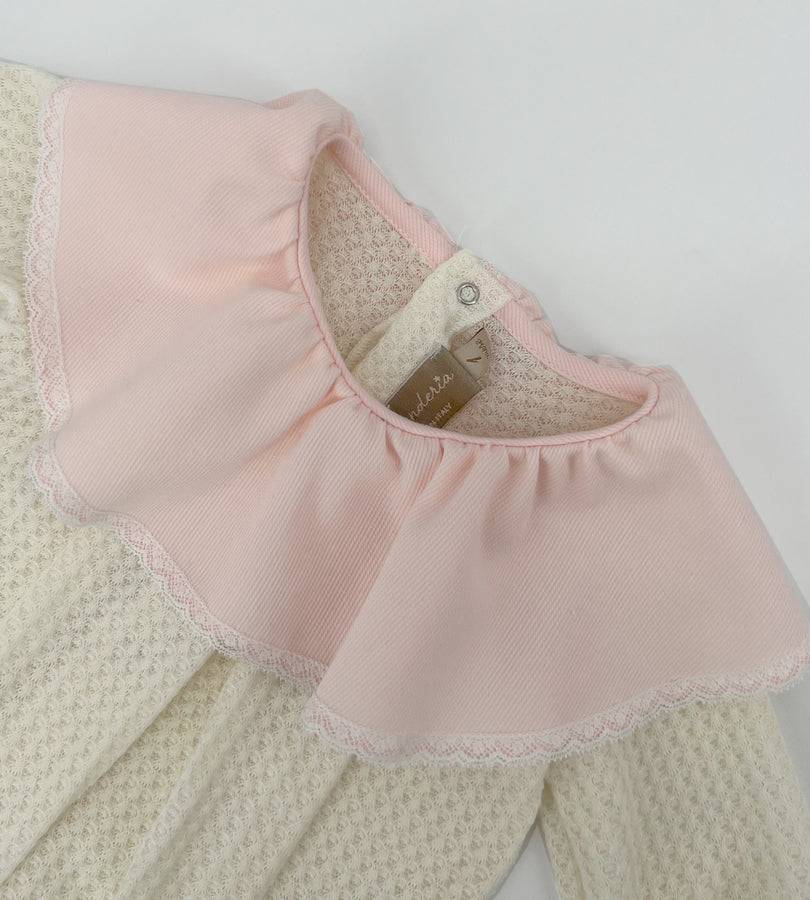 La Stupenderia PINK VOULANT NECK SWEATER OVERALL Shopping online