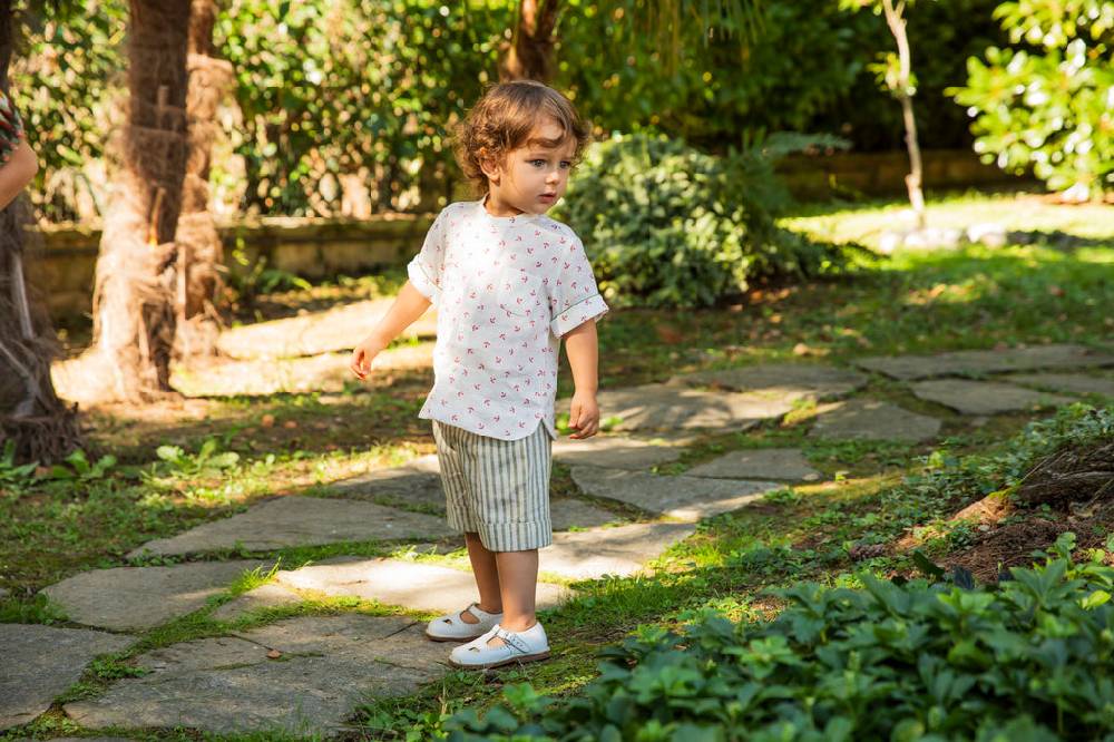 La Stupenderia CAMICIA LINO CON ANCORE ROSSE 2025