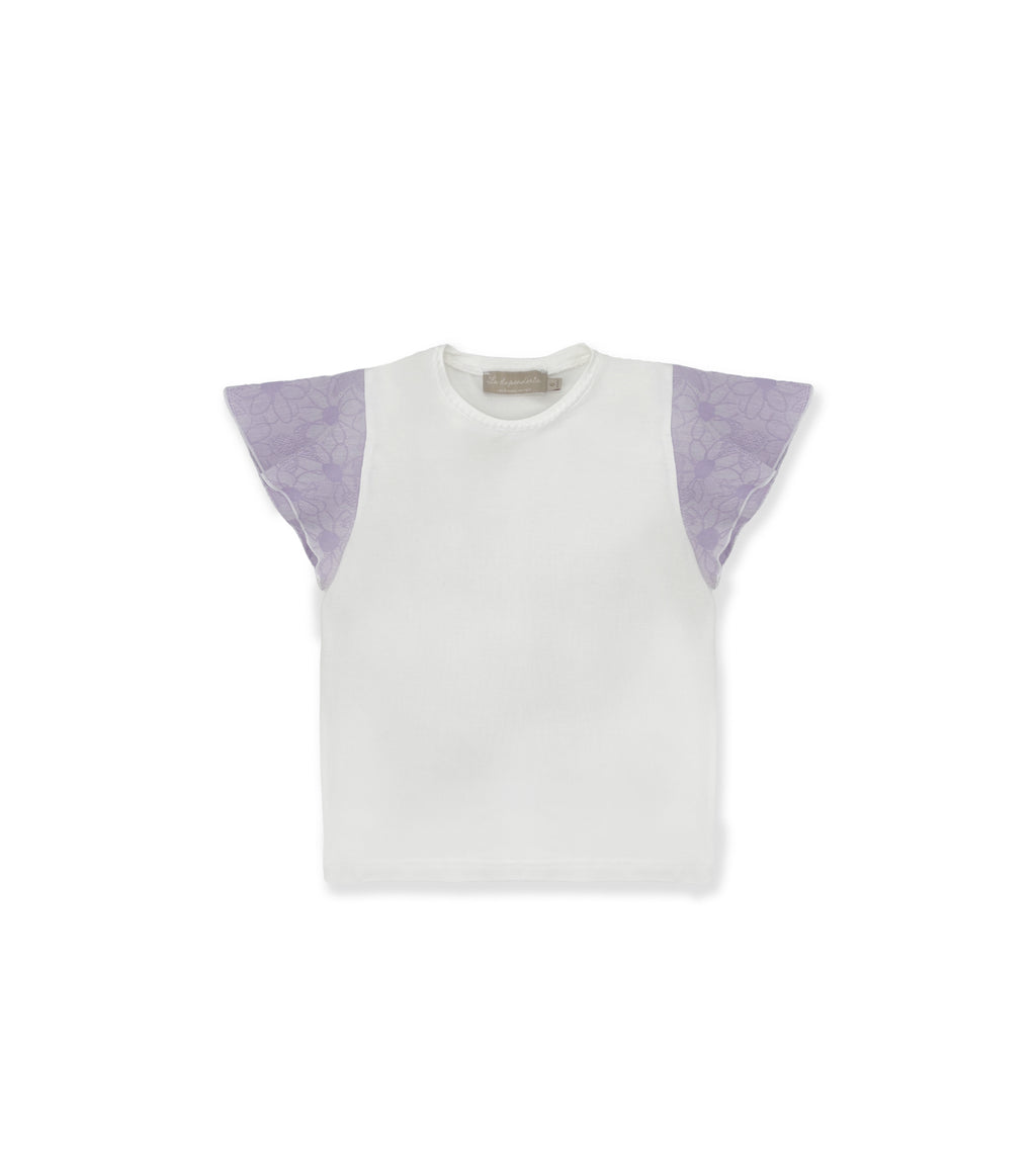 La Stupenderia WHITE AND LILAC T-SHIRT