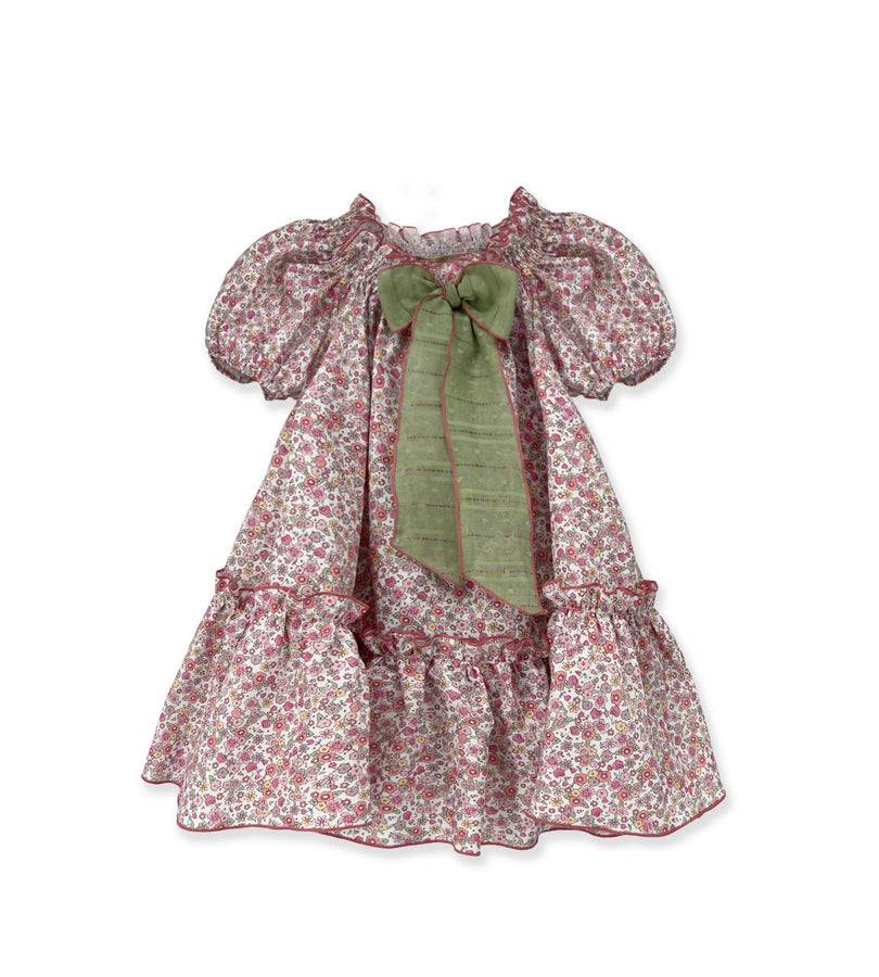 La Stupenderia FLORAL DRESS WITH GREEN BOW Vendita Calda