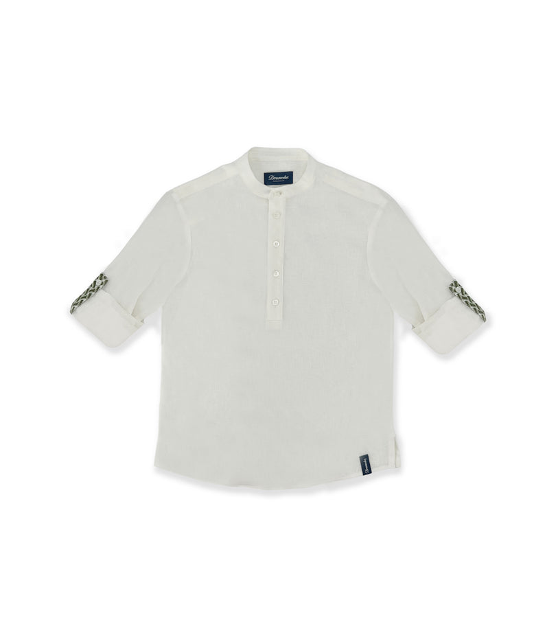 La Stupenderia WHITE LINEN POLO SHIRT In Linea