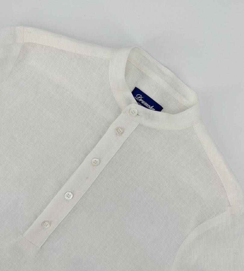 La Stupenderia WHITE LINEN POLO SHIRT In Linea