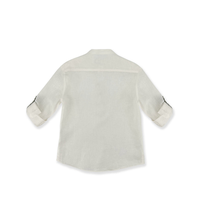La Stupenderia WHITE LINEN POLO SHIRT In Linea