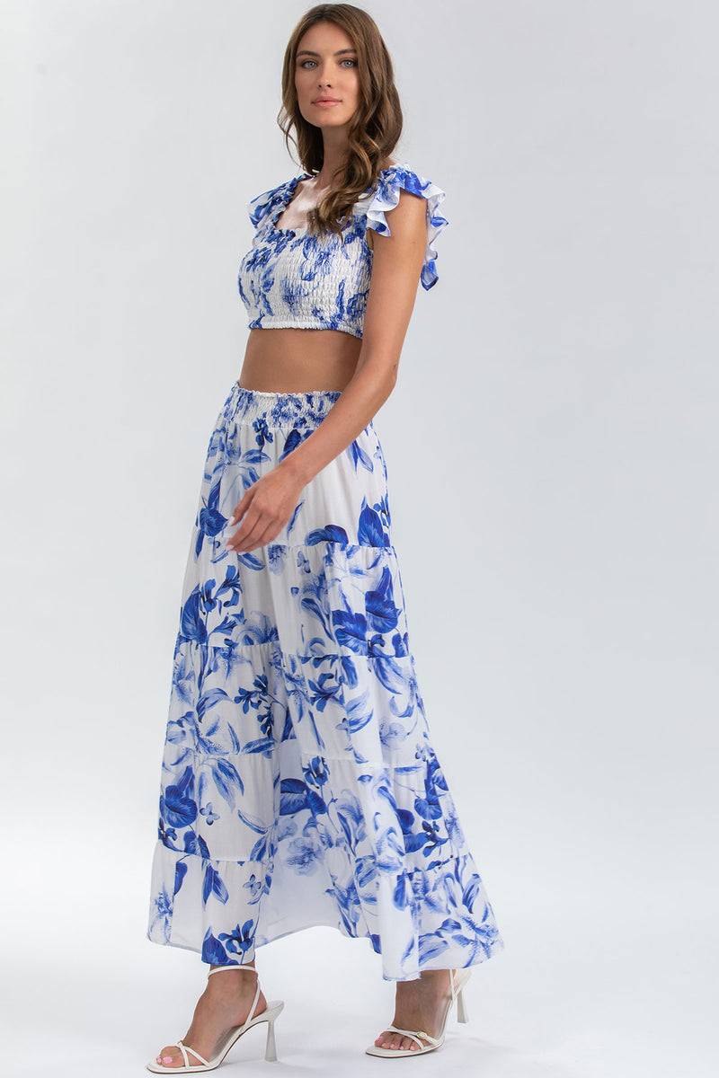 Pietro Brunelli MARISOL Q168 | Maxi Gonna a Balze Stampata Nuova