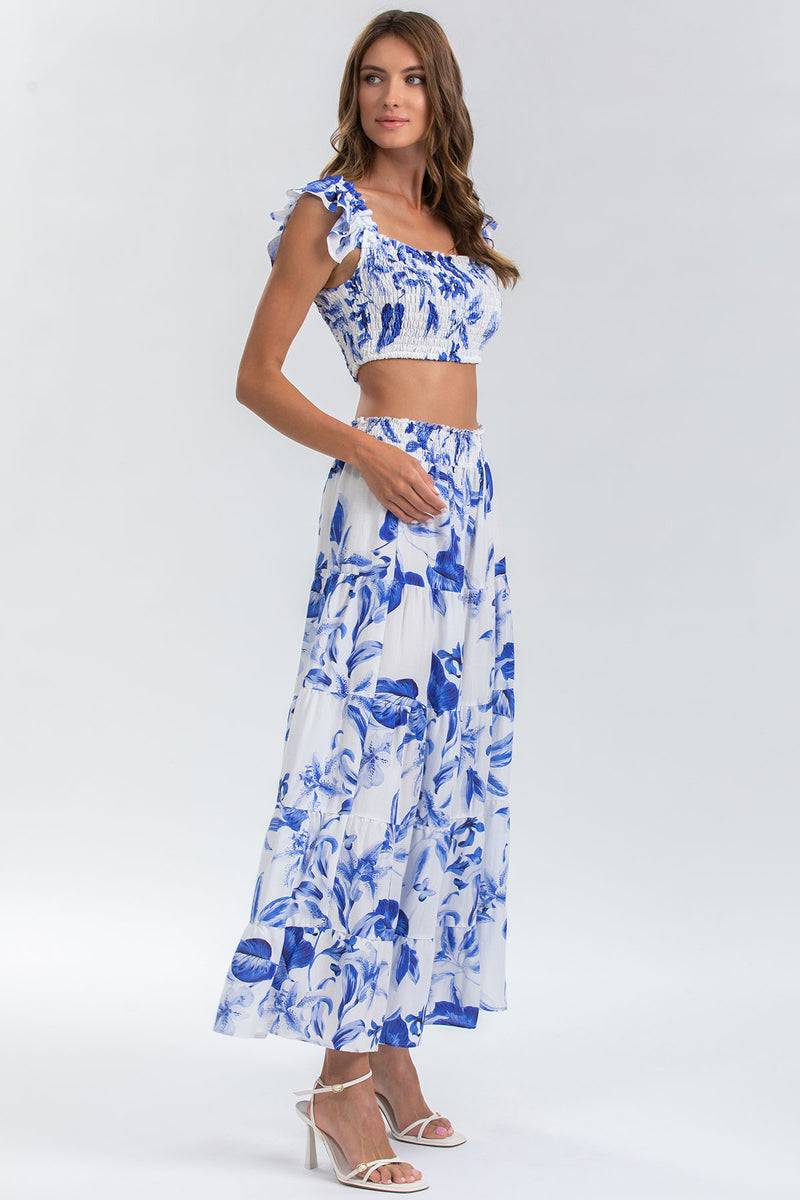 Pietro Brunelli MARISOL Q168 | Maxi Gonna a Balze Stampata Nuova