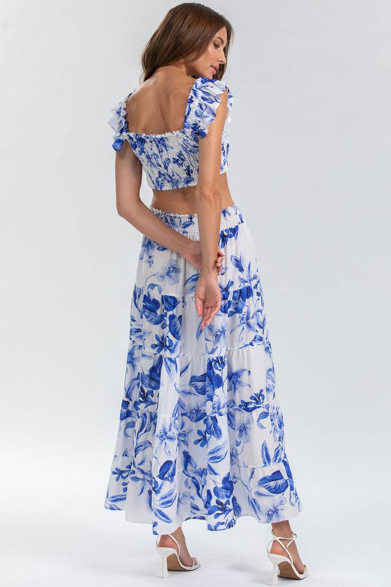Pietro Brunelli MARISOL Q168 | Maxi Gonna a Balze Stampata Nuova