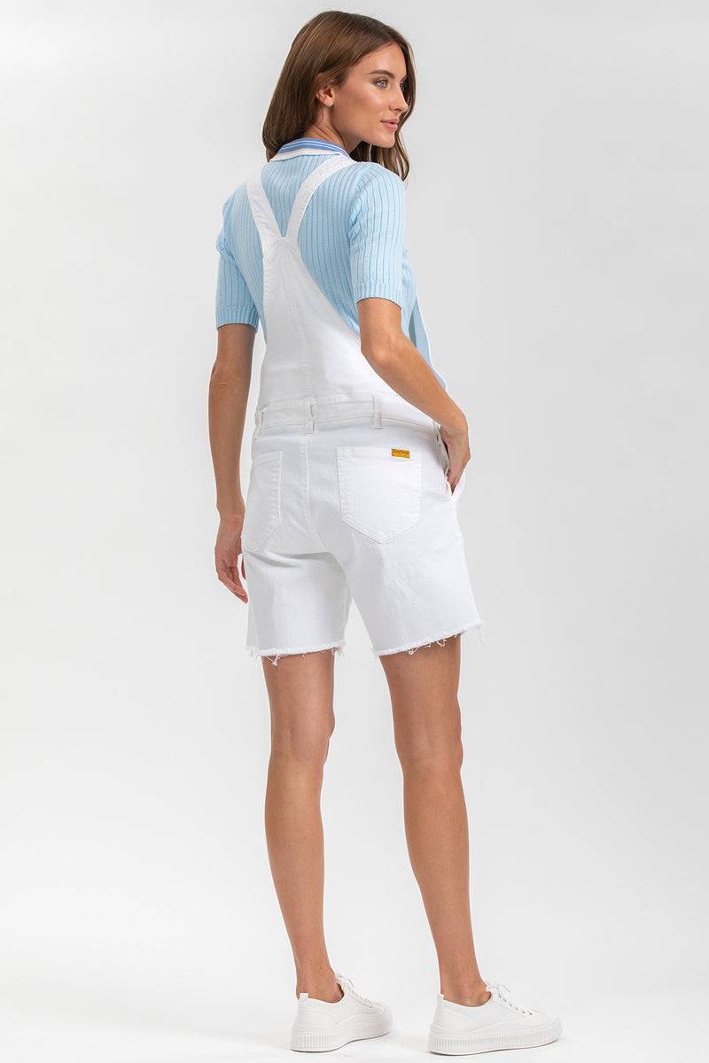 Pietro Brunelli VICTORIA | Salopette Premaman in Denim Bianco In Linea