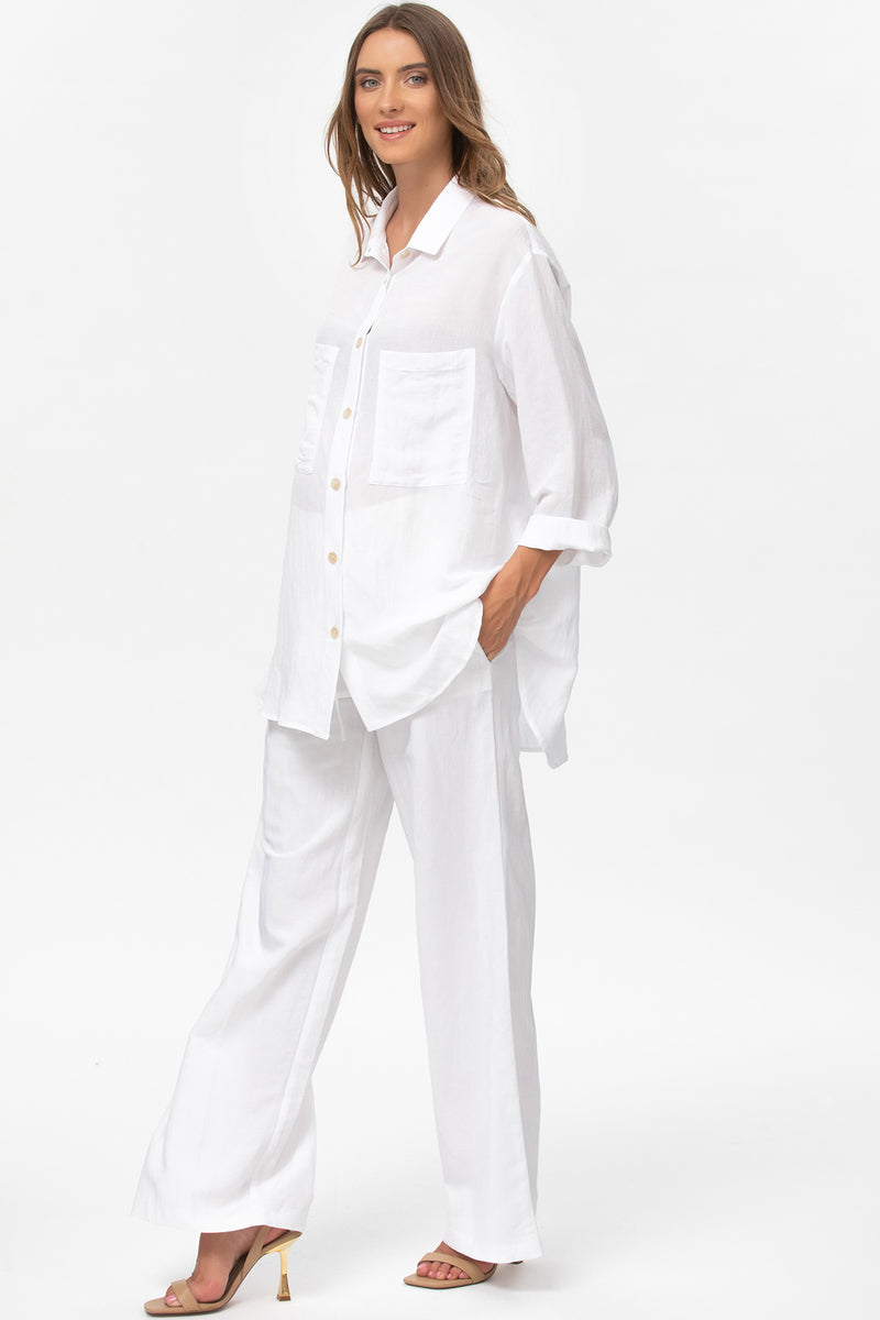 Pietro Brunelli JOSEPH | Pantaloni Premaman in Lino Bianchi Nuovo