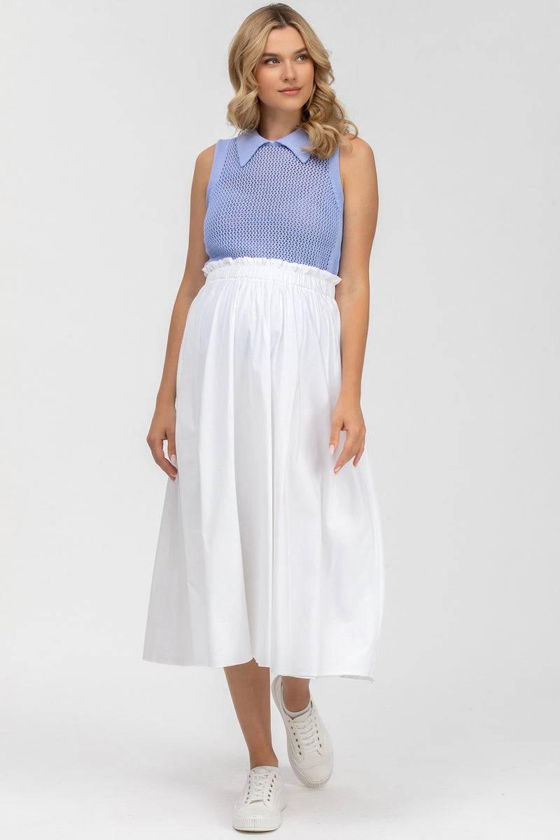 Pietro Brunelli OLIVIA | Gonna Premaman Midi Bianca in Cotone Offerte