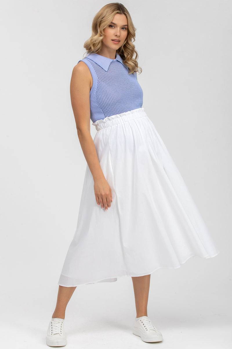 Pietro Brunelli OLIVIA | Gonna Premaman Midi Bianca in Cotone Offerte
