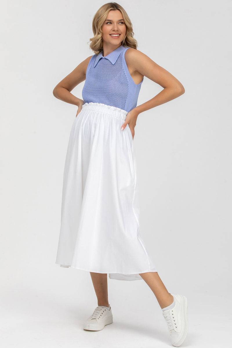 Pietro Brunelli OLIVIA | Gonna Premaman Midi Bianca in Cotone Offerte