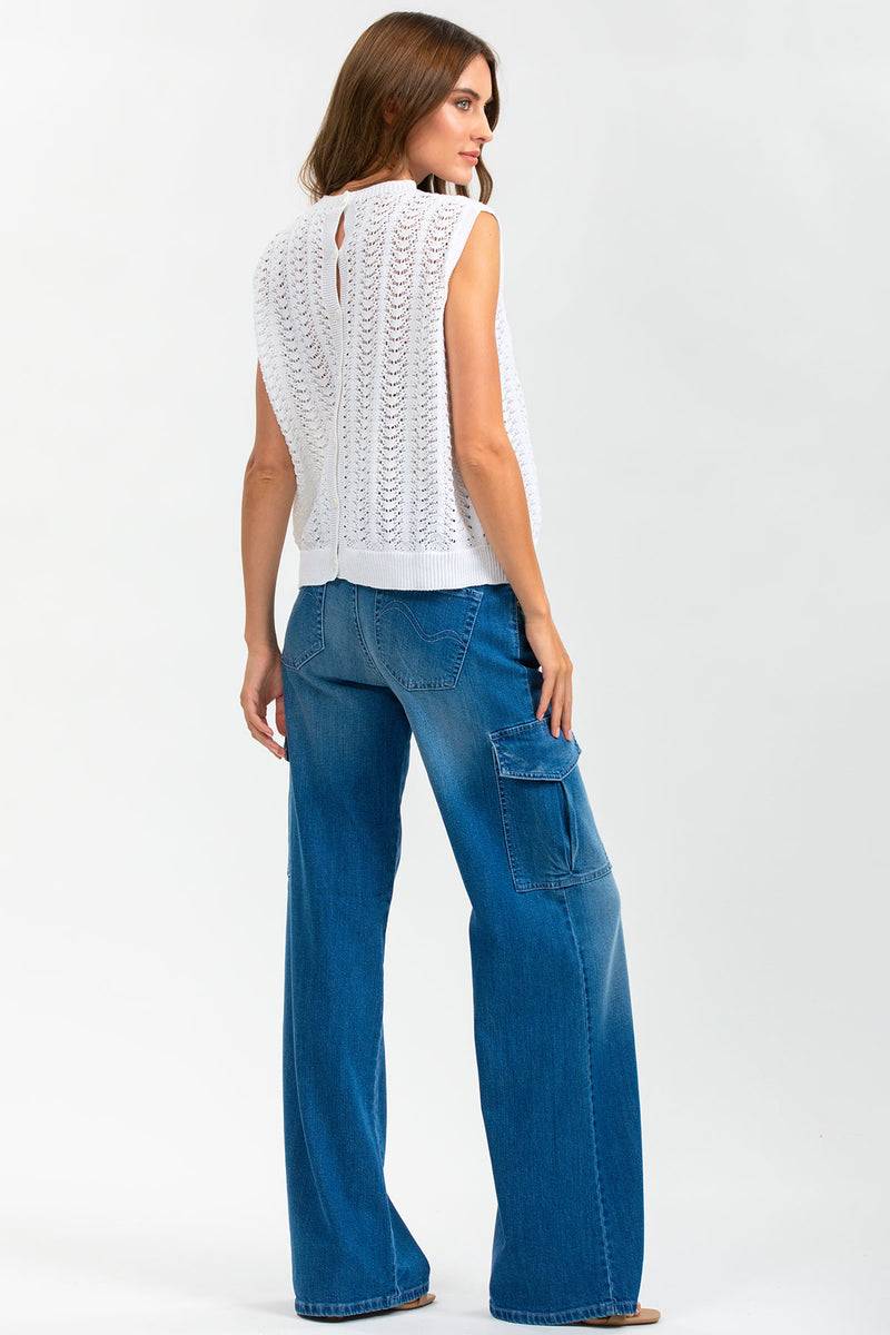 Pietro Brunelli WIDE LEG WA02 | Jeans Premaman a Gamba Larga con Tasche Laterali Saldi Di Fabbrica