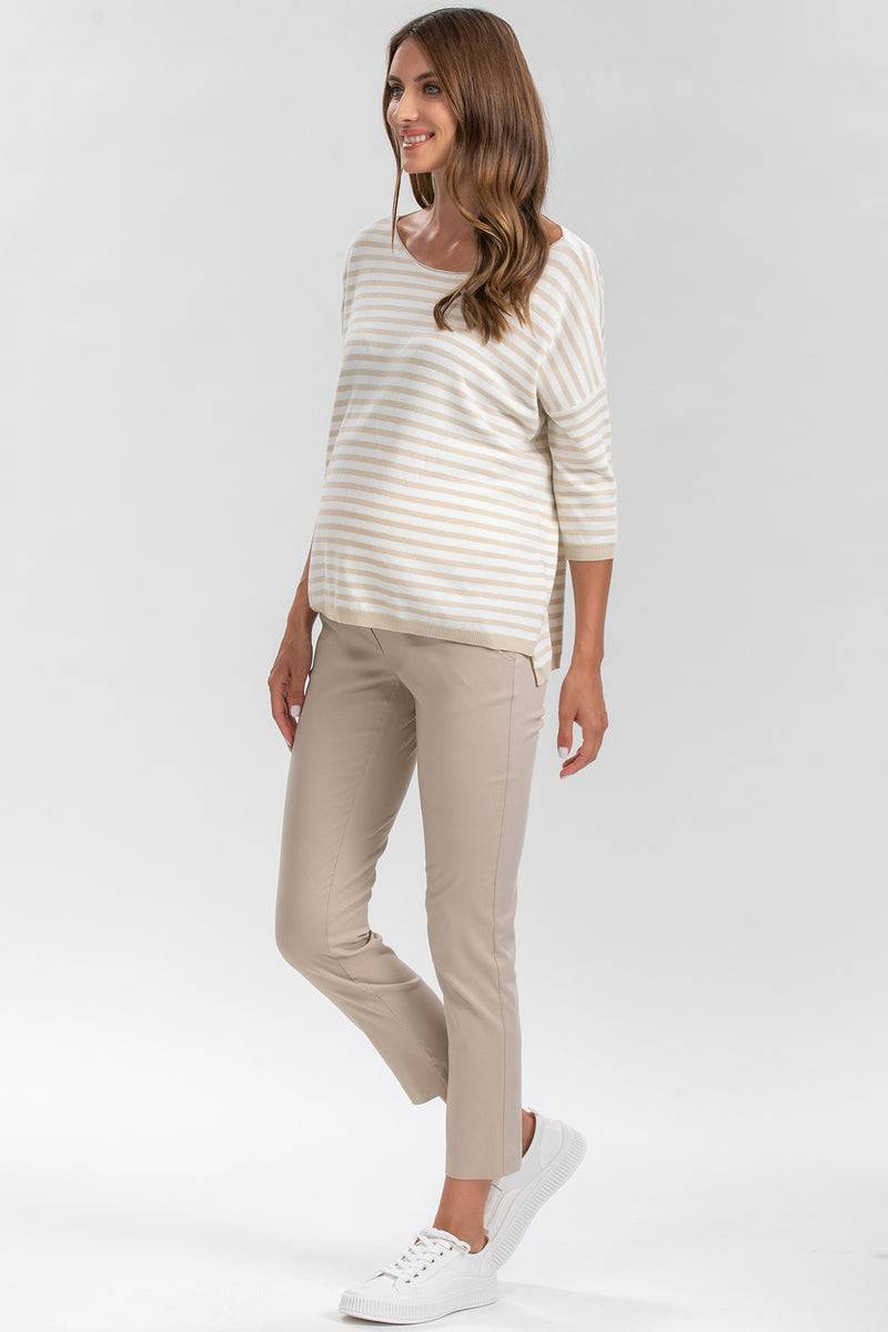 Pietro Brunelli ELWOOD | Pantaloni Premaman Elasticizzati Beige Vendite Flash