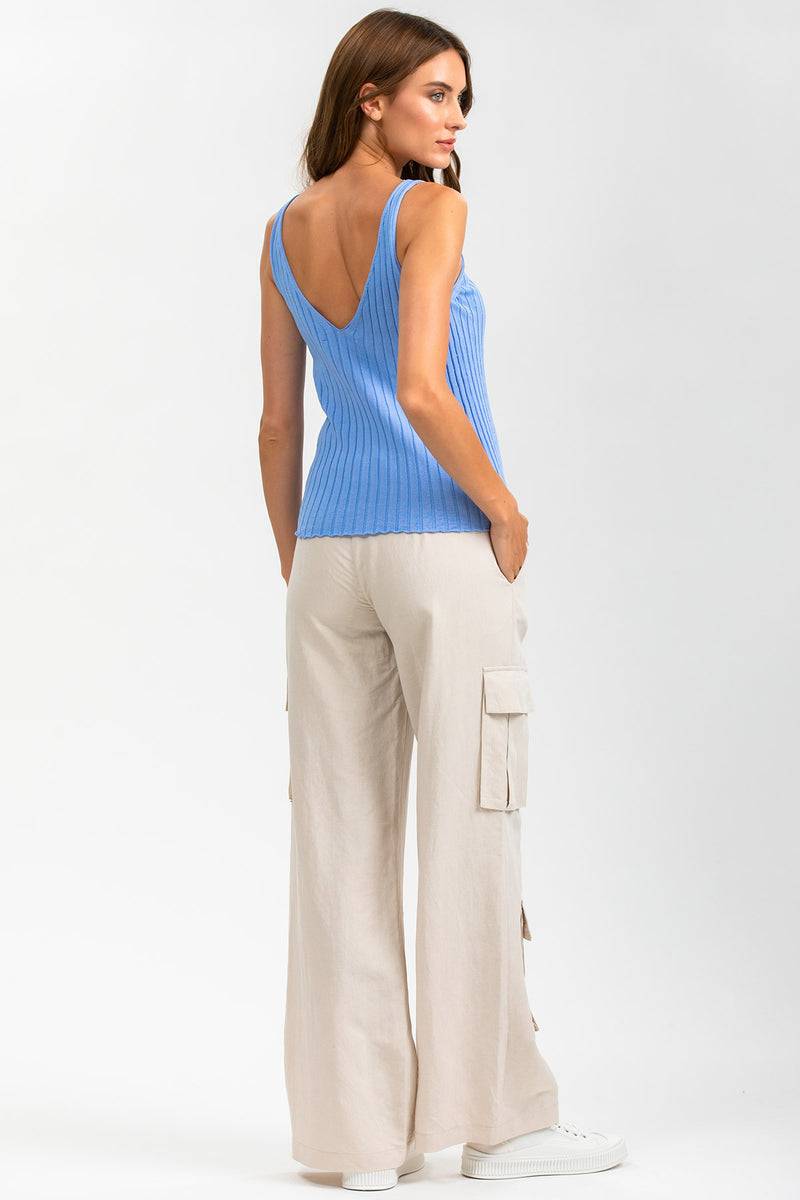 Pietro Brunelli GEORGE | Pantaloni Premaman Stile Cargo in Lino Beige Negozio