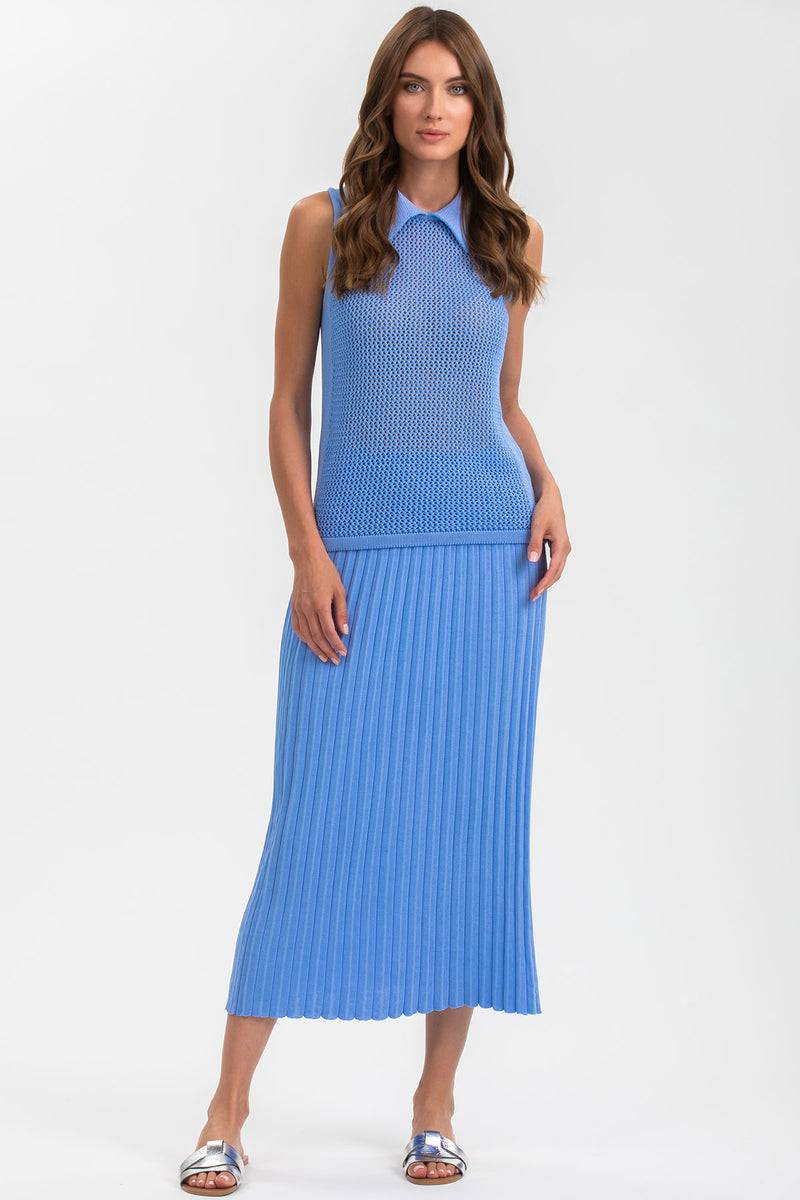 Pietro Brunelli LINDA | Top Smanicato Blu con Colletto 2025