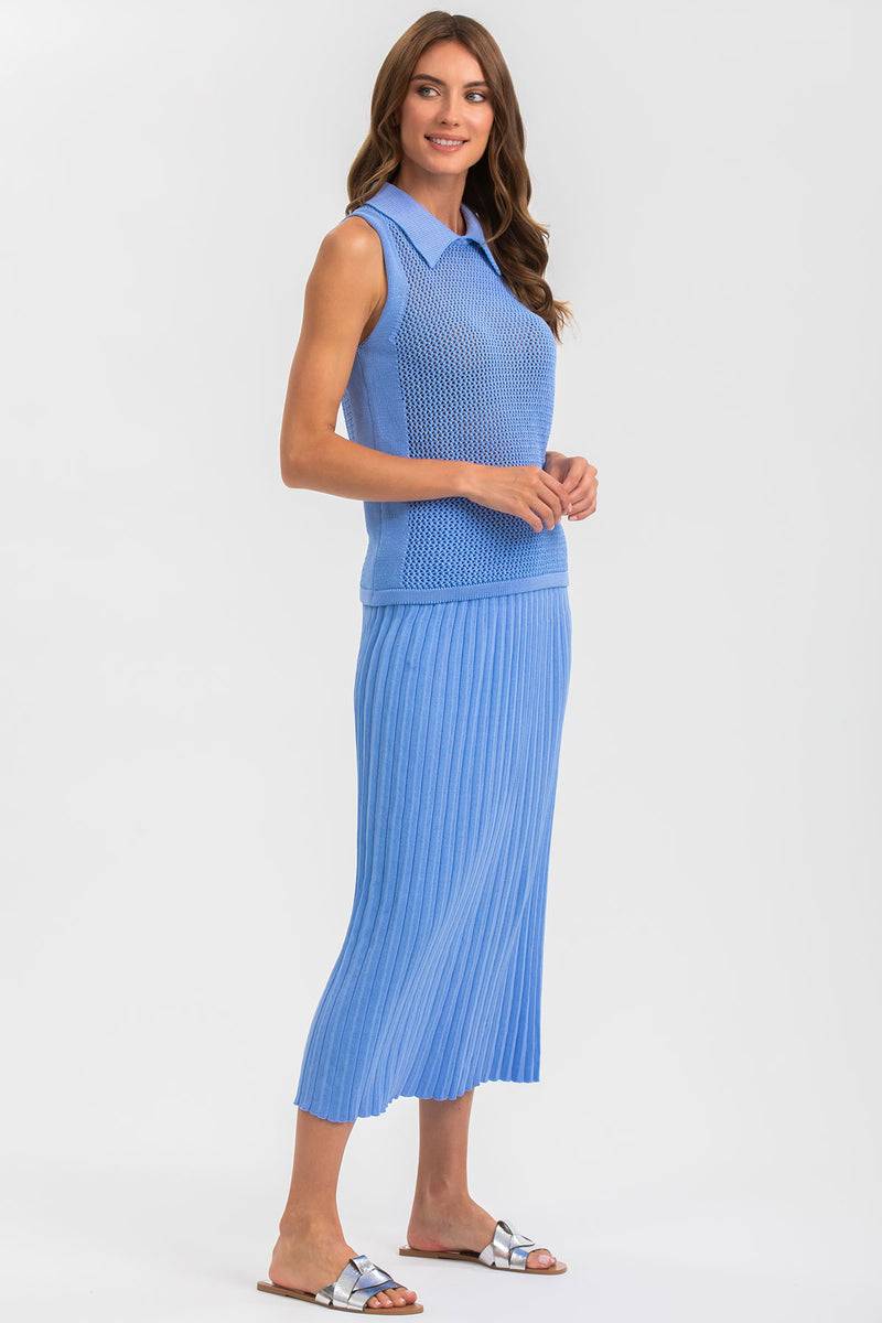 Pietro Brunelli LINDA | Top Smanicato Blu con Colletto 2025