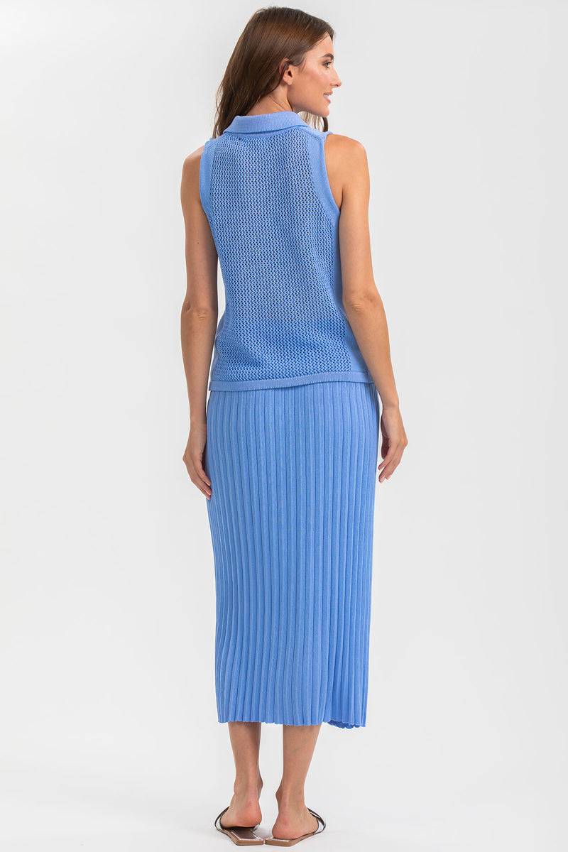Pietro Brunelli LINDA | Top Smanicato Blu con Colletto 2025