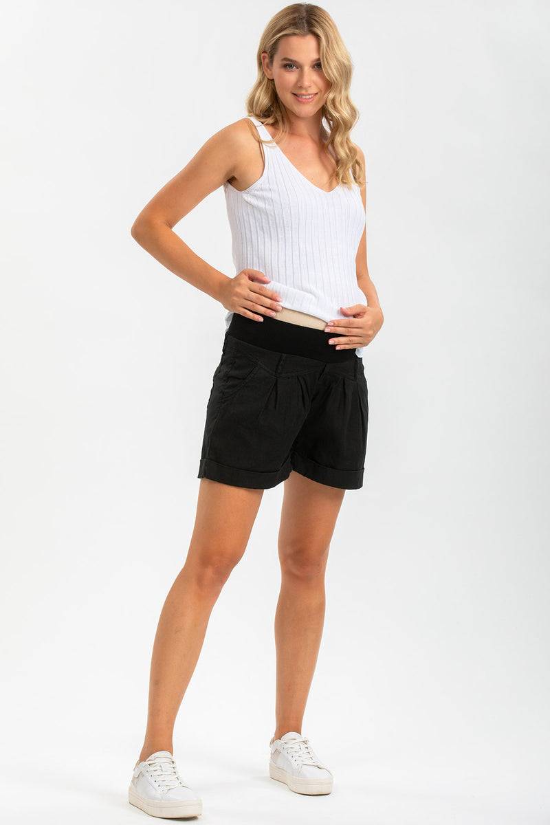 Pietro Brunelli MINI SHORT IN LINO | Pantaloncini Premaman Neri Acquista Ora