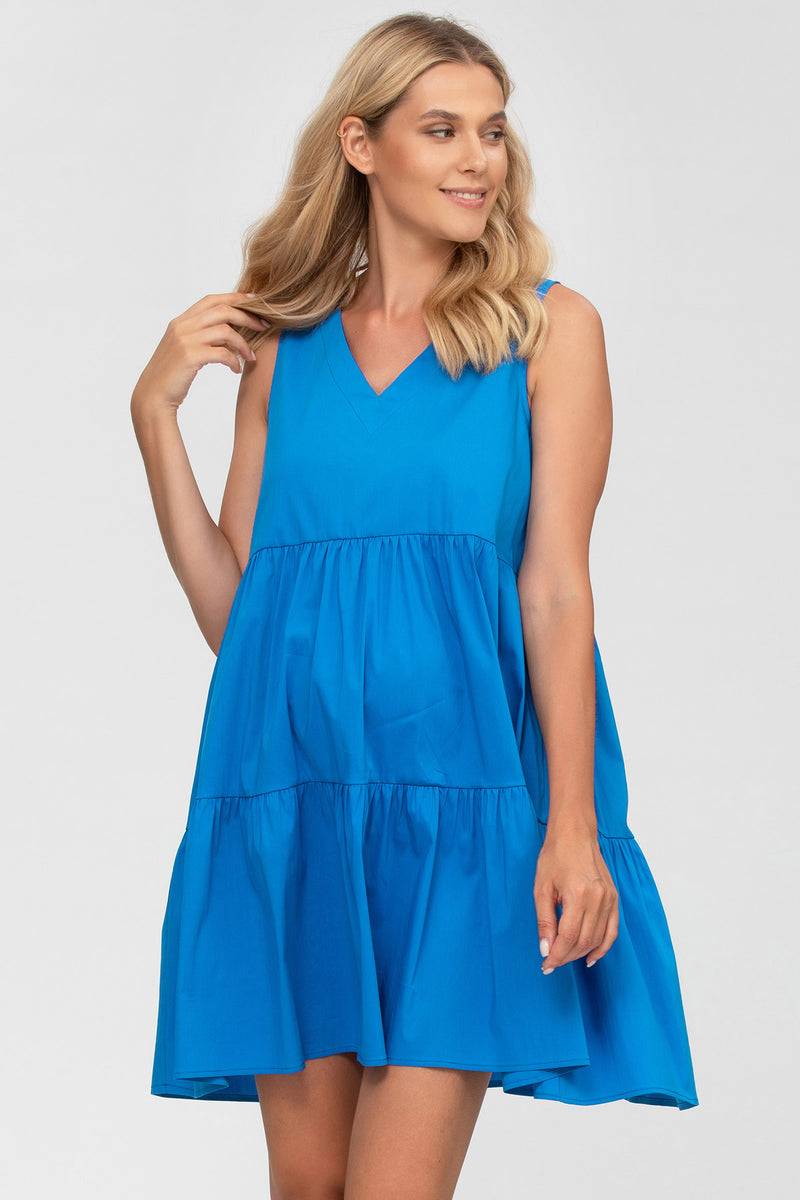 Pietro Brunelli MELODY | Abito Blu in Cotone con scollo a V