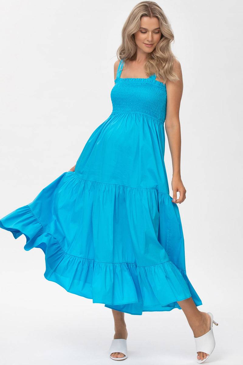 Pietro Brunelli HOLLY | Abito Premaman Lungo in Cotone Blu Outlet