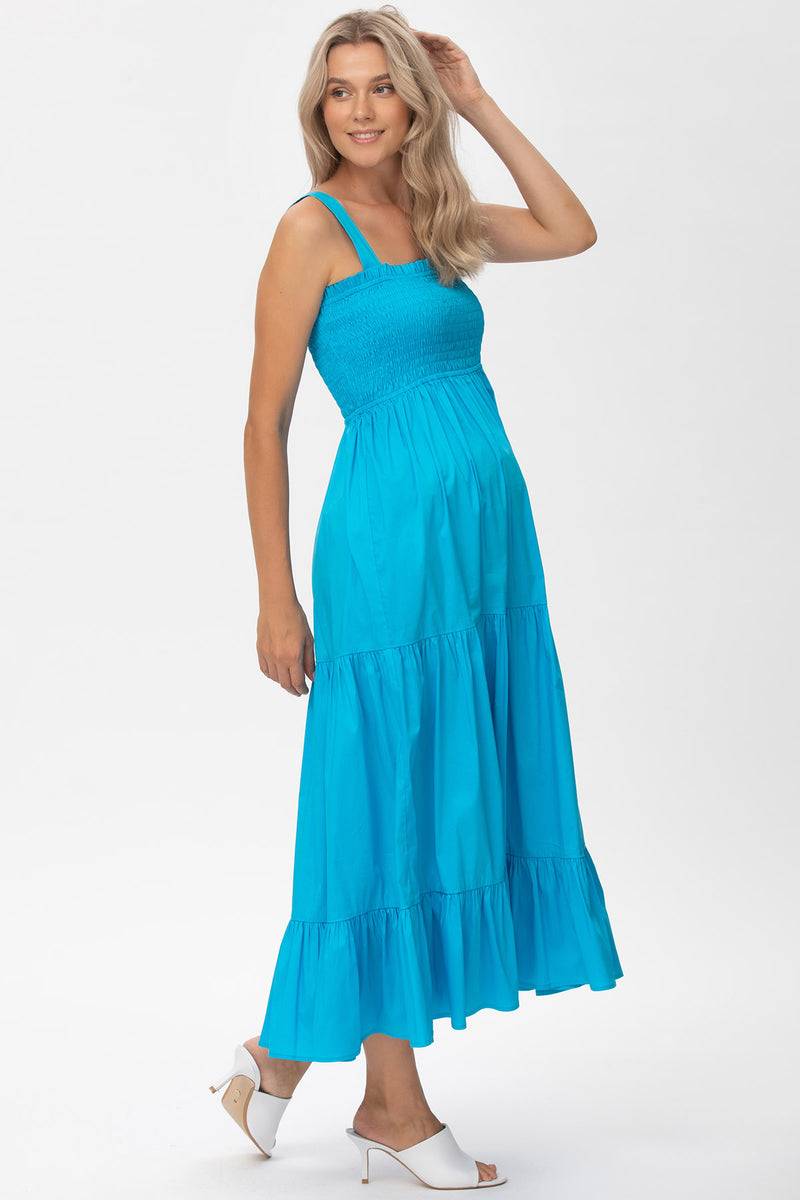 Pietro Brunelli HOLLY | Abito Premaman Lungo in Cotone Blu Outlet
