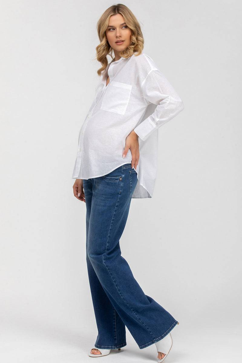 Pietro Brunelli SOPHIA POCKET | Camicia Premaman Oversize con Tasche Frontali in Lino Bianca Offerte