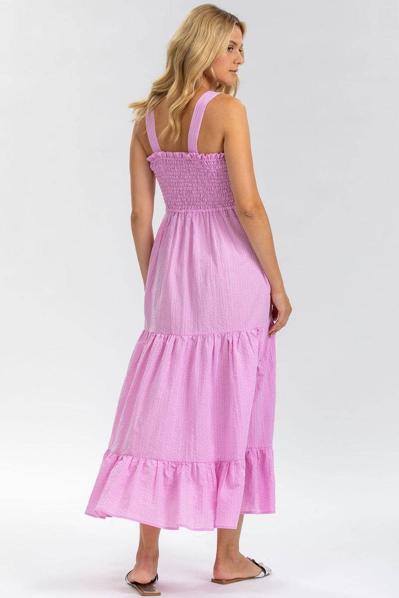 Pietro Brunelli HOLLY | Abito Premaman Lungo in Cotone Goffrato Color Rosa Moda
