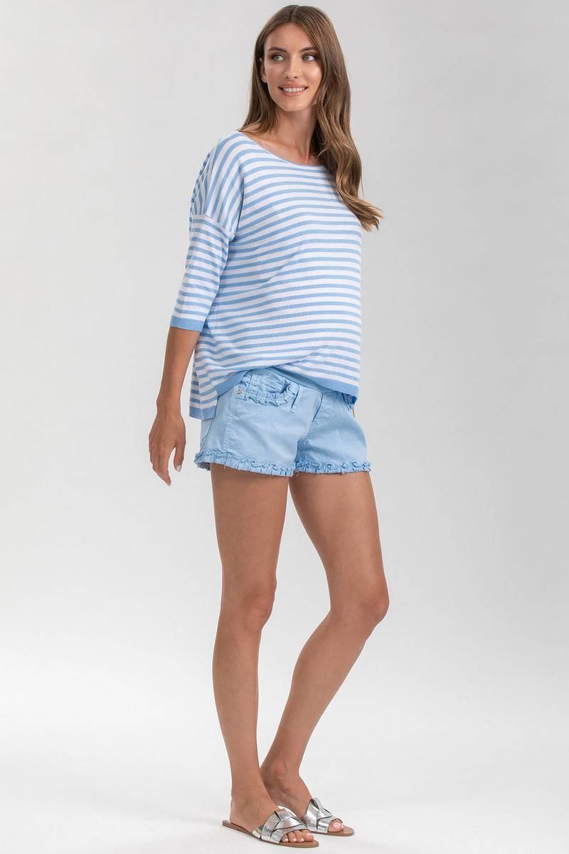 Pietro Brunelli BONNIE MINI SHORTS AZZURO | Pantaloncini Premaman in Cotone Promozione Limitata