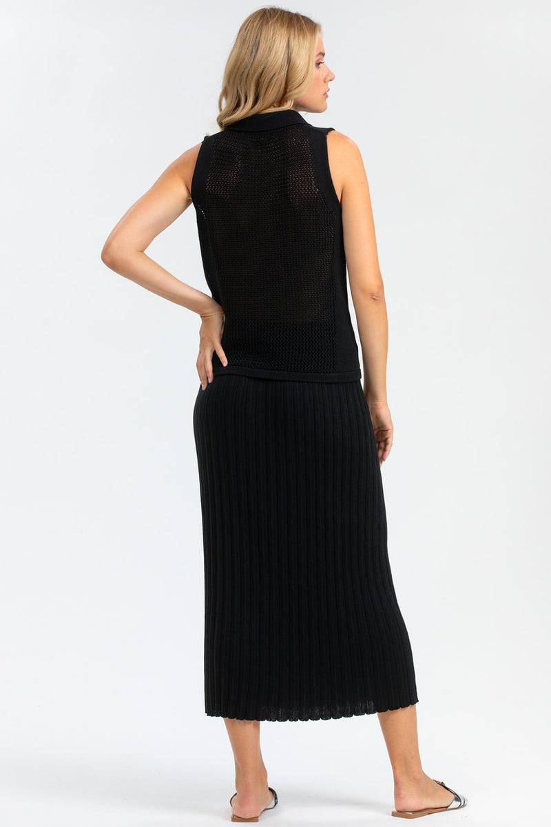 Pietro Brunelli LILY | Gonna Nera con Plissé in Cotone Fino Al -60%