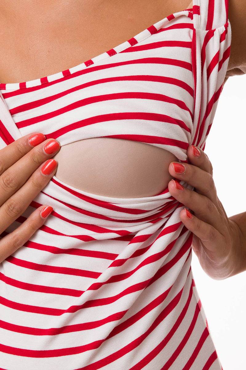 Pietro Brunelli MARIE | Top Premaman e Allattamento a Righe Rosse Smanicato Vendite Flash
