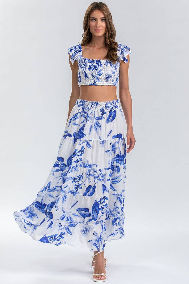 Pietro Brunelli MARISOL Q168 | Maxi Gonna a Balze Stampata Pezzi Unici