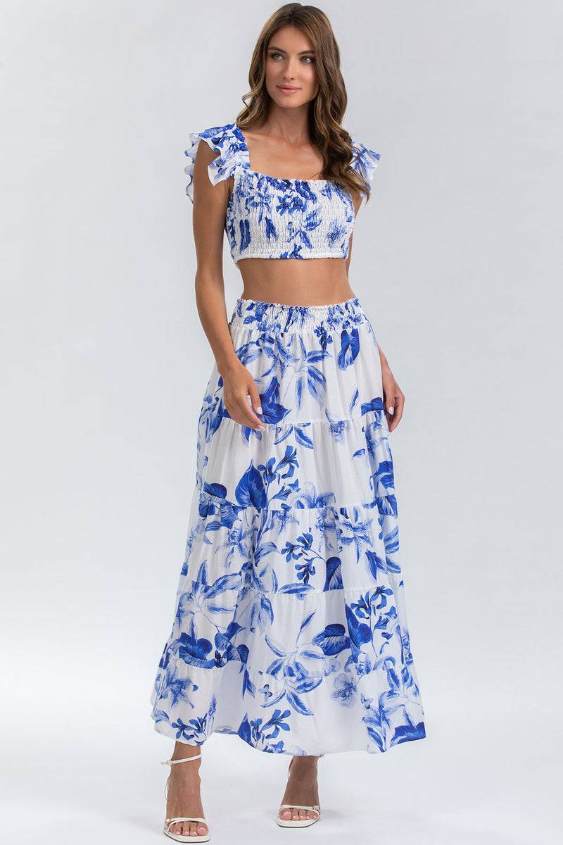 Pietro Brunelli MARISOL Q168 | Maxi Gonna a Balze Stampata Pezzi Unici