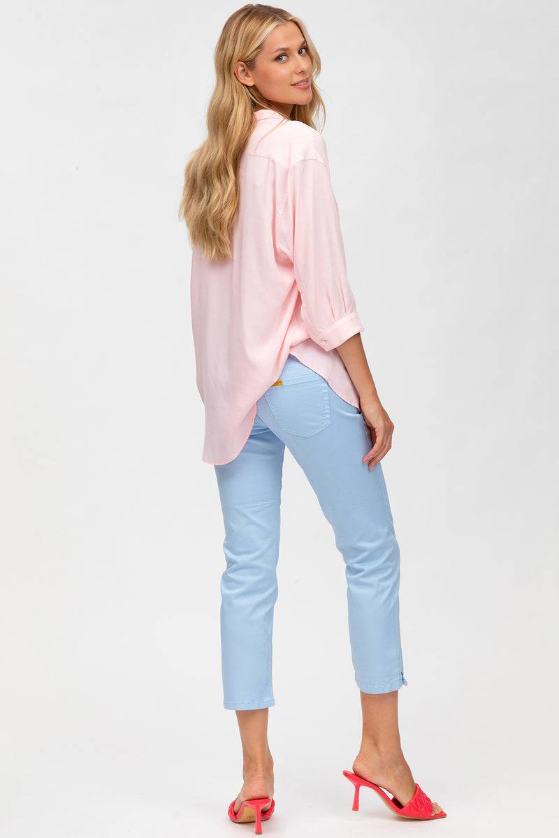 Pietro Brunelli CAPRI AZZURO | Pantaloni Premaman in Cotone Elasticizzato Saldi