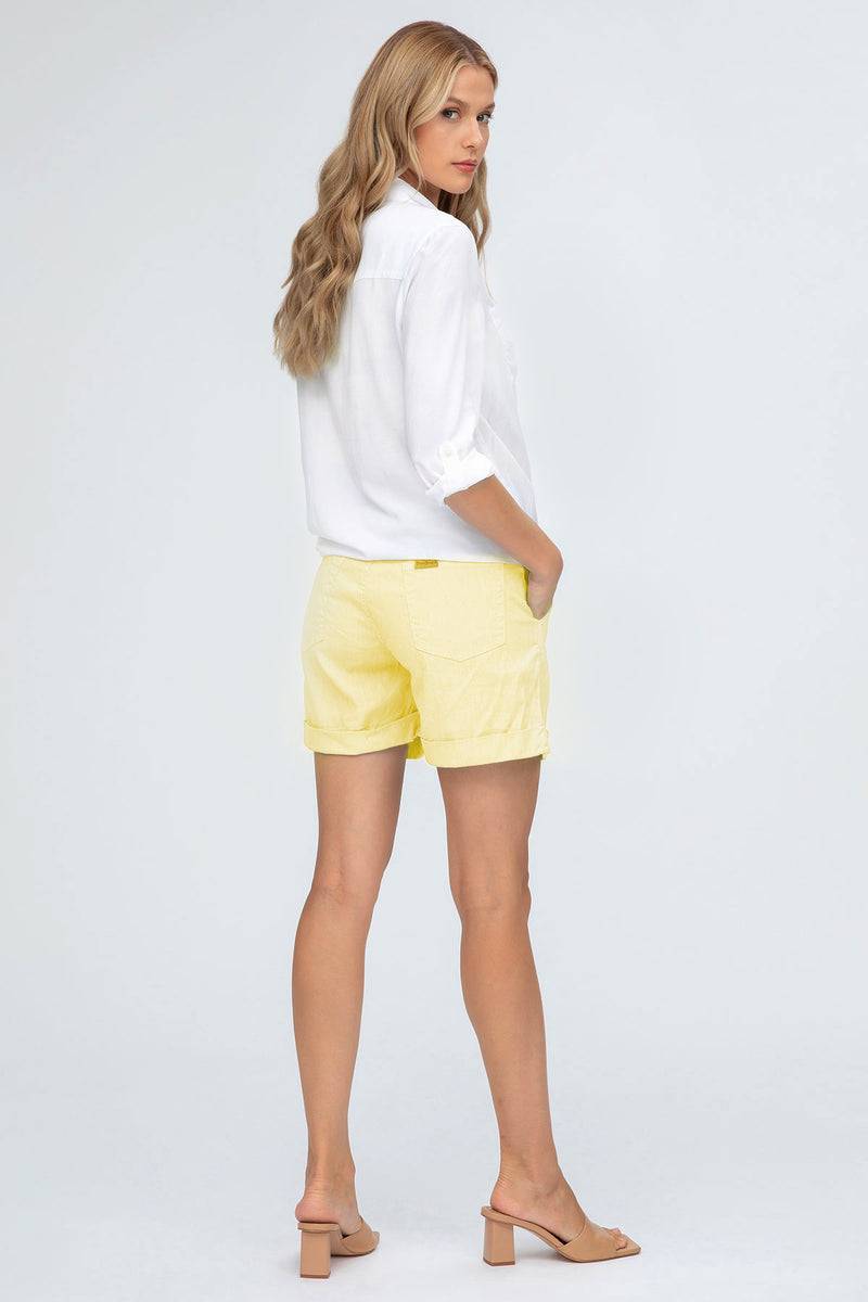 Pietro Brunelli MINI SHORT IN LINO | Pantaloncini Premaman Gialli Vendita Economica