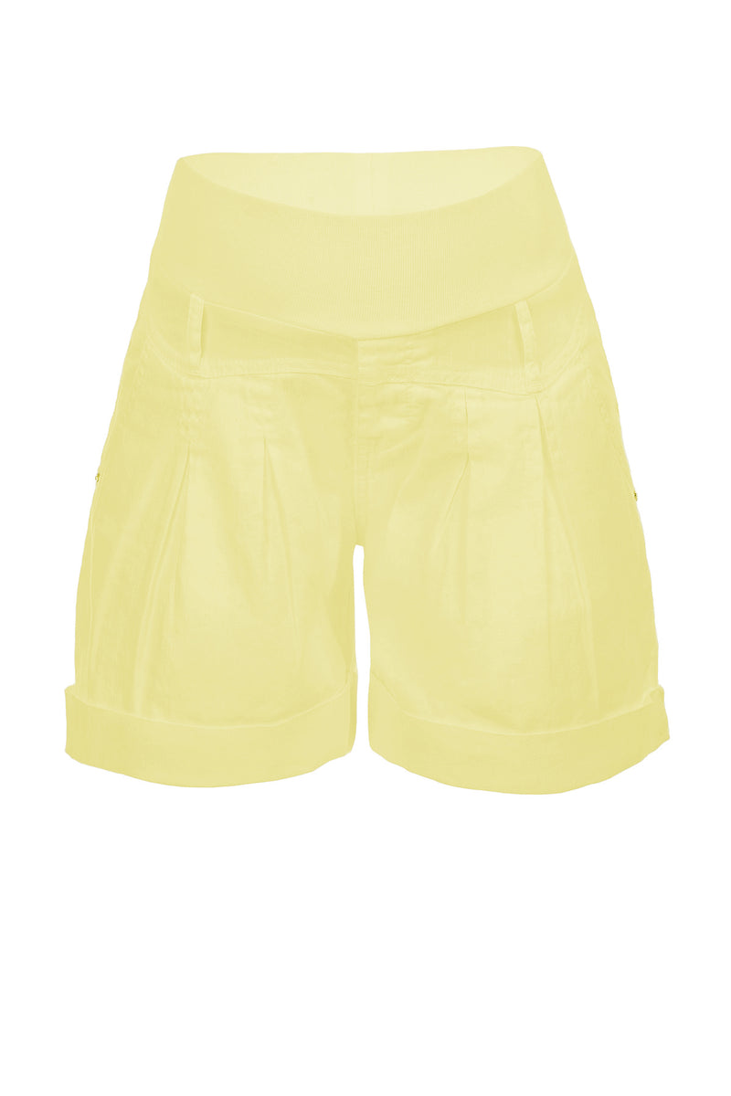 Pietro Brunelli MINI SHORT IN LINO | Pantaloncini Premaman Gialli Vendita Economica