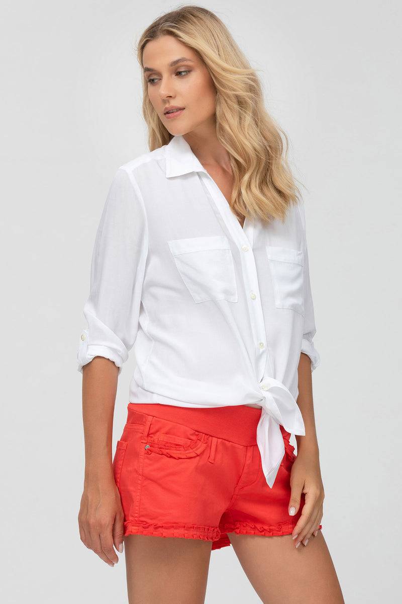 Pietro Brunelli BONNIE MINI SHORTS ROSSI | Pantaloncini Premaman in Cotone Saldi Di Fabbrica