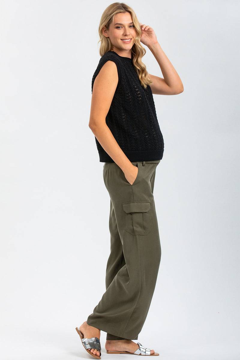 Pietro Brunelli CHARLIE | Pantaloni Premaman Stile Cargo in Tencel Economico