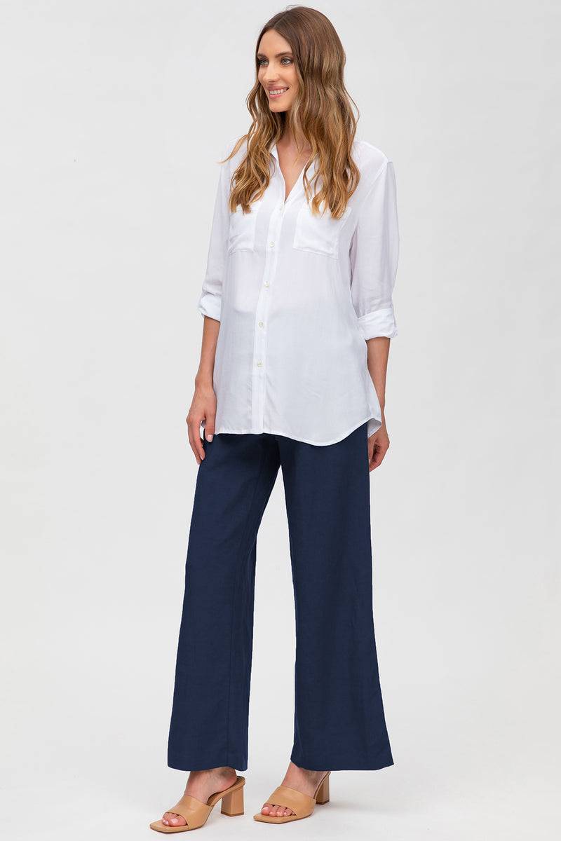 Pietro Brunelli JOSEPH | Pantaloni Premaman in Lino Blu Nuovo