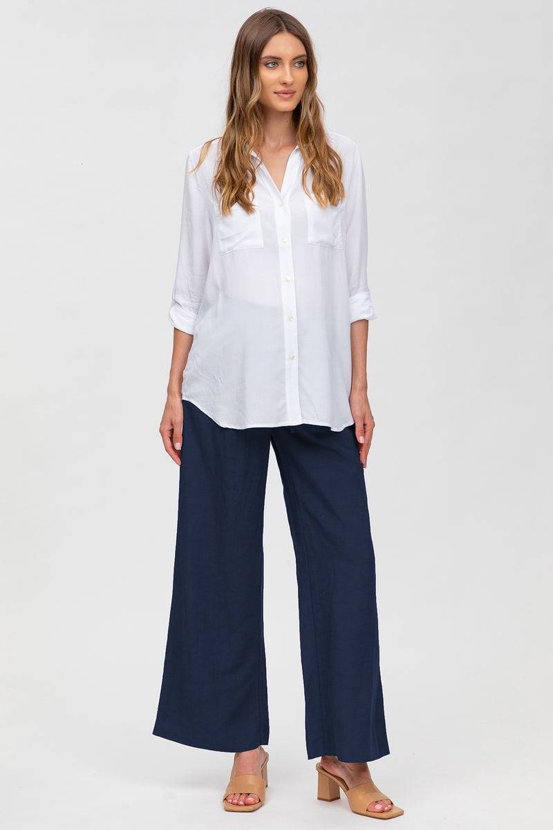 Pietro Brunelli JOSEPH | Pantaloni Premaman in Lino Blu Nuovo
