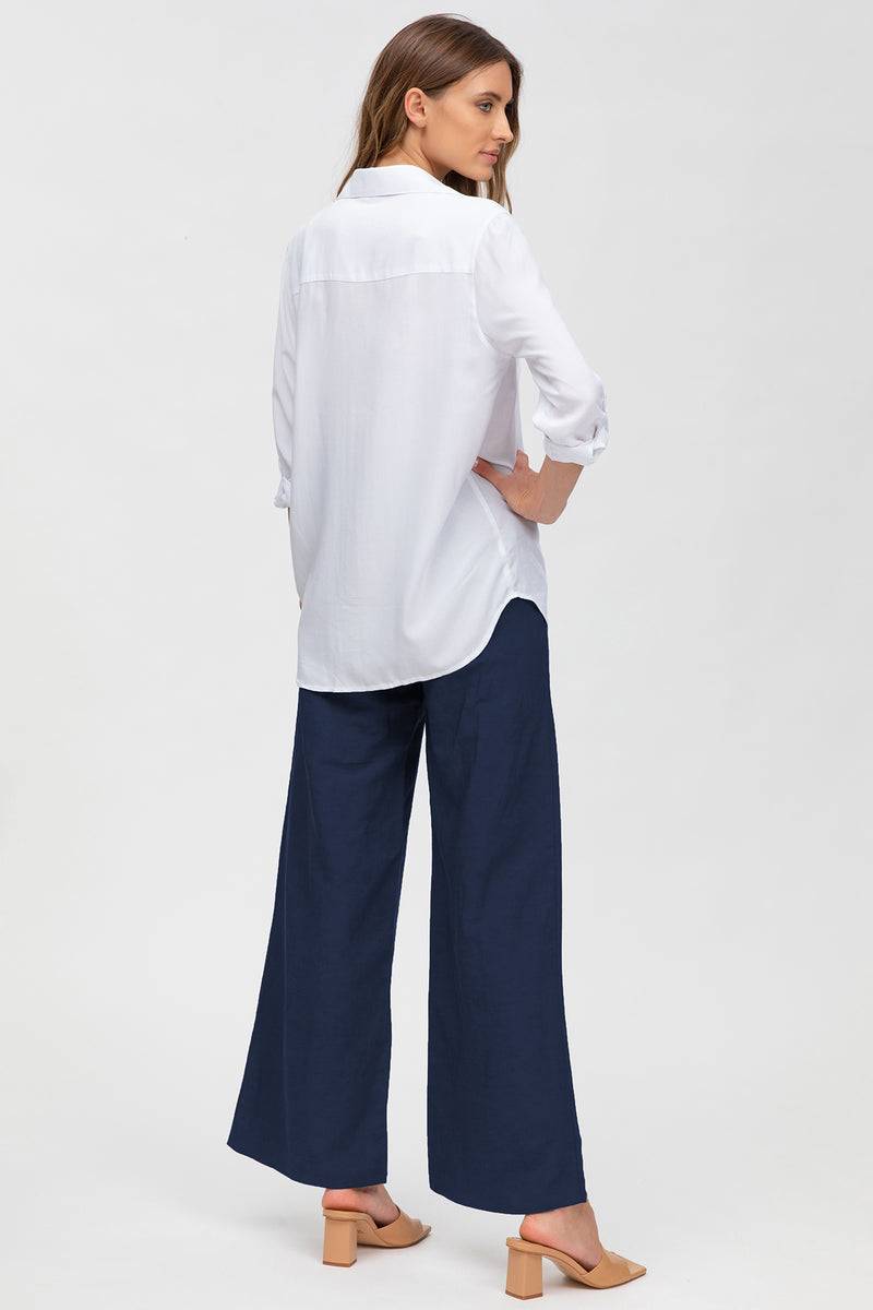 Pietro Brunelli JOSEPH | Pantaloni Premaman in Lino Blu Nuovo